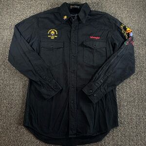 Vtg Wrangler Western Shirt Mens Size Large Black 2002 Olympics Salt Lake City